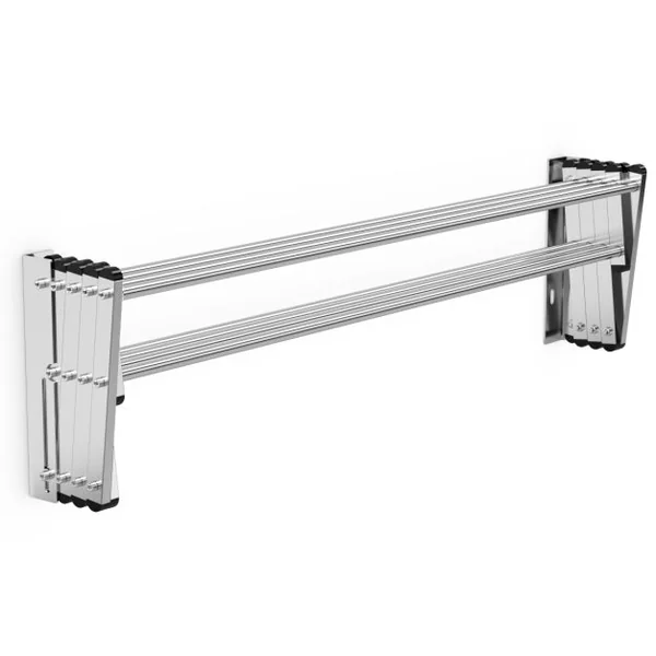 Porte-Serviettes Extensible Mural - 8 Barres en Acier Inox. 86 x 62 x 22 CM pour Salle de Bain Argent