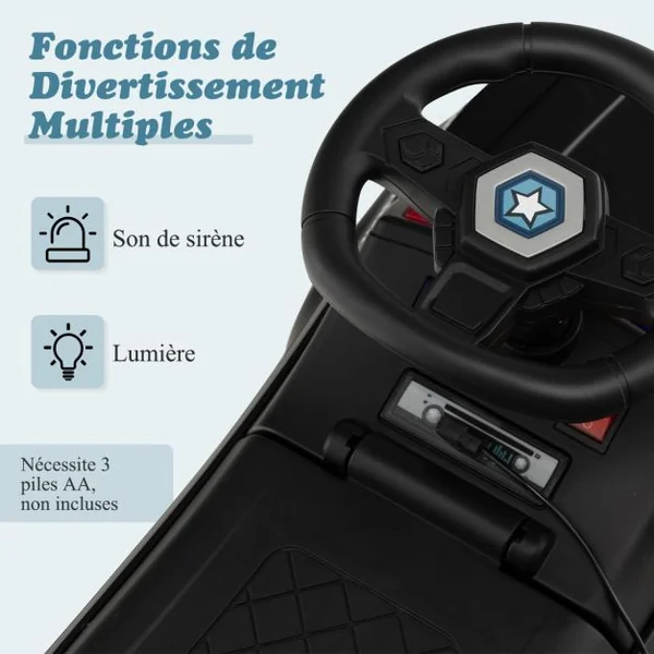 Porteur Enfant avec Klaxon Coffre à Jouets sous Siège Mégaphone Voyant Effets Sonores pour 18 Mois-3 Ans