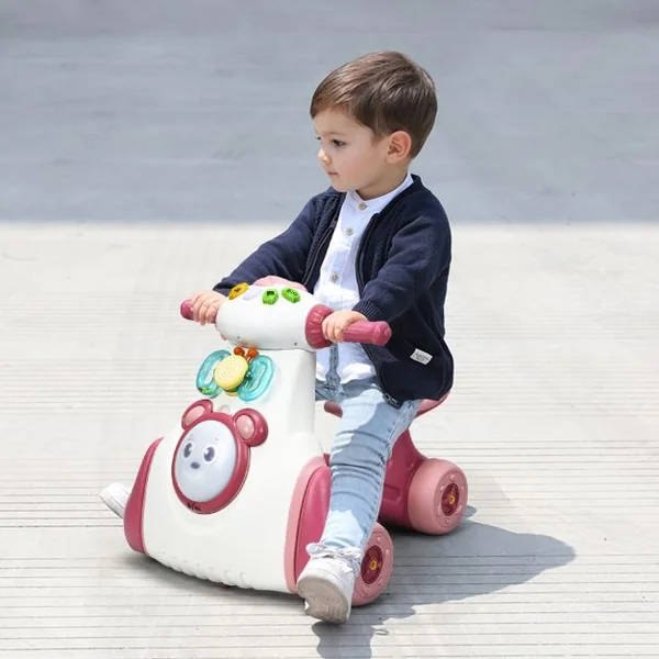 Porteur Enfant Draisienne pour Apprentissage de l'Equilibre avec Musique et Lumière Rose