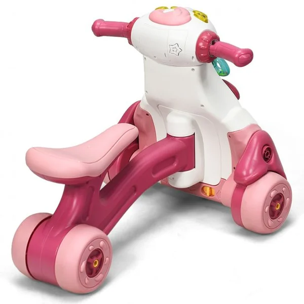 Porteur Enfant Draisienne pour Apprentissage de l'Equilibre avec Musique et Lumière Rose