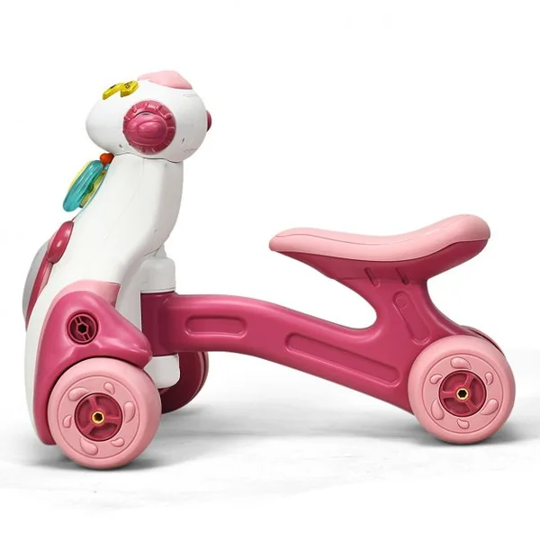 Porteur Enfant Draisienne pour Apprentissage de l'Equilibre avec Musique et Lumière Rose