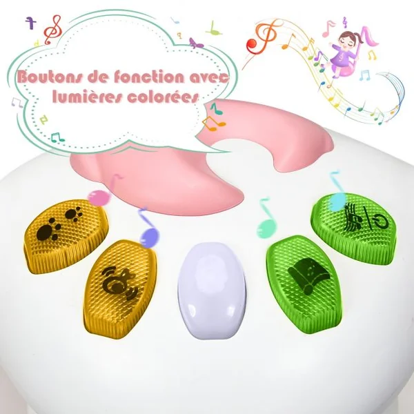 Porteur Enfant Draisienne pour Apprentissage de l'Equilibre avec Musique et Lumière Rose