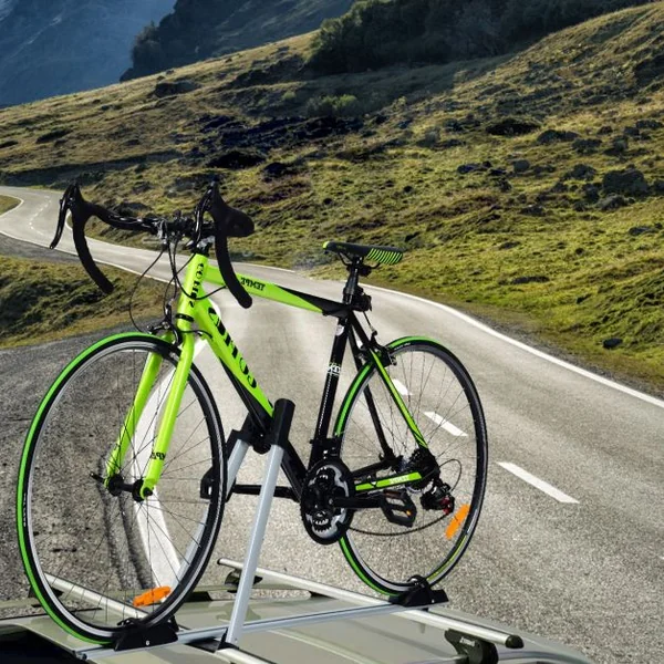 Porte-Vélo pour Barres de Toit avec Verrou Antivol pour 1 Vélo Capacité 15 Kg en Aluminium135x23,5x60cm Noir