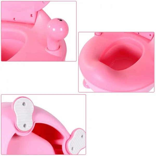 Pot de bébé Siège de toilettes pour enfant de 6 mois à 5 ans avec Couvercle anti-odeur en Forme d’Ours 1,9 L, Rose