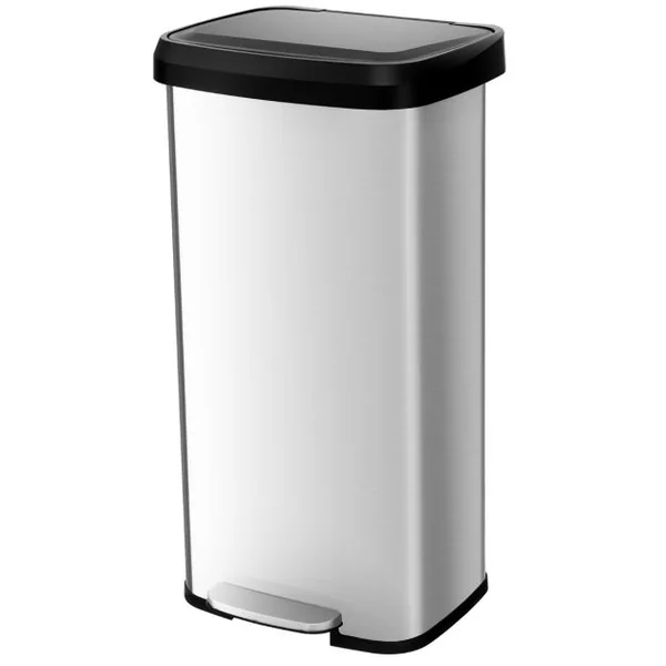 Poubelle 68 Litres à Pédale 40 x 38 x 78 CM en Acier Inox Anti-Empreintes Fermeture Amortie Ultra-Silencieuse Argent