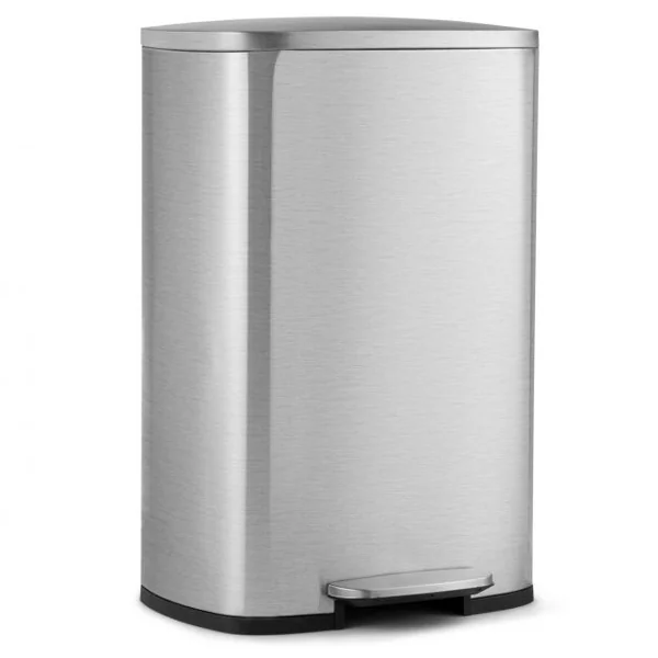 Poubelle à Pédale Acier en inox. 50L avec Couvercle Anti-odeur Souple Intérieur en Plastique