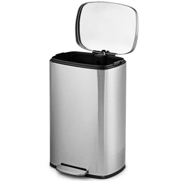 Poubelle à Pédale Acier en inox. 50L avec Couvercle Anti-odeur Souple Intérieur en Plastique