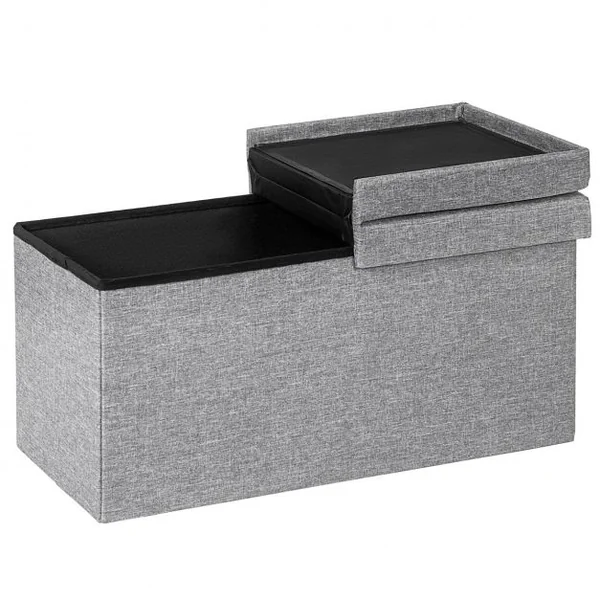 Pouf de Rangement Coffre de Rangement Pliant de 80L Chargement de 150kg 76 x 38 x 38 cm