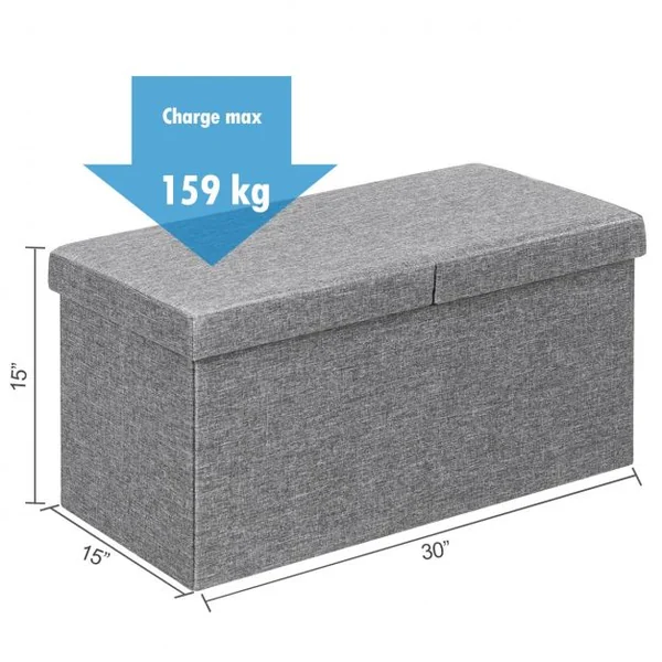 Pouf de Rangement Coffre de Rangement Pliant de 80L Chargement de 150kg 76 x 38 x 38 cm