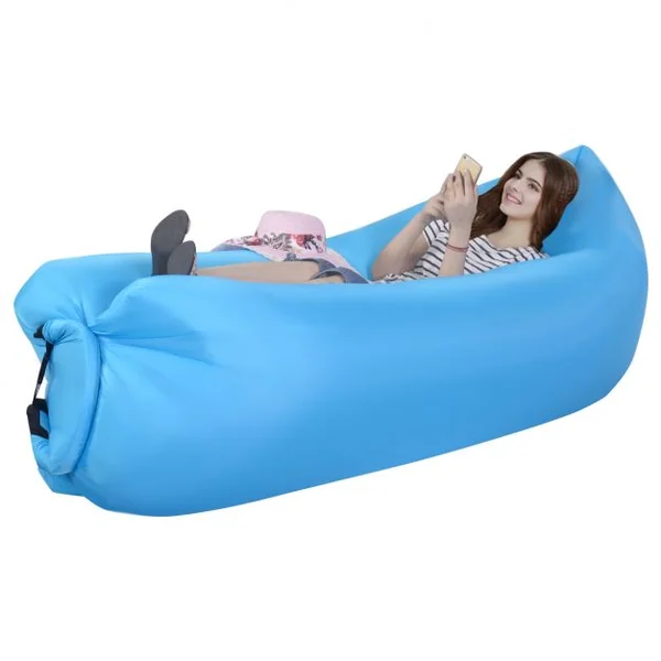 Pouf long gonflable Canapé gonflable sac de transport, charge max 200 kg, plage, camping, randonnée, 190 x 80 x 50 cm, Rouge