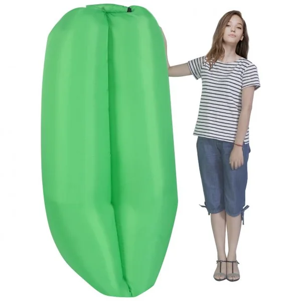 Pouf long gonflable Canapé gonflable sac de transport, charge max 200 kg, plage, camping, randonnée, 190 x 80 x 50 cm, Rouge