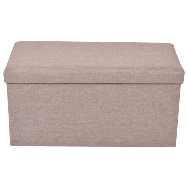 Pouf Repose-pieds Banc Siège d’appoint Coffre de rangement Ottoman en Tissu Oxford et MDF Pliable 76x38x38cm Beige