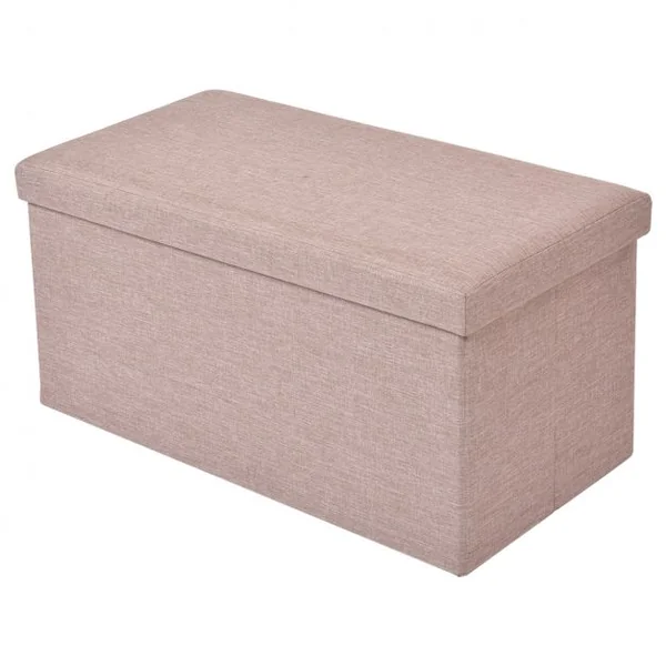 Pouf Repose-pieds Banc Siège d’appoint Coffre de rangement Ottoman en Tissu Oxford et MDF Pliable 76x38x38cm Beige