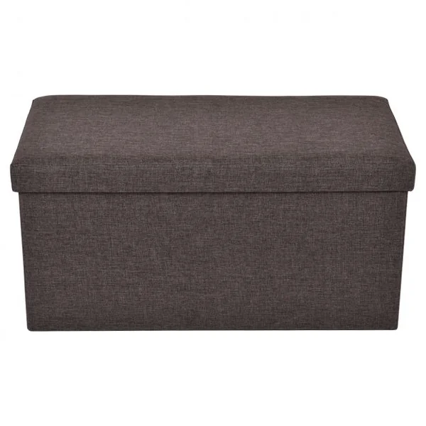 Pouf Repose-pieds Banc Siège d’appoint Coffre de rangement Ottoman en Tissu Oxford et MDF Pliable 76x38x38cm Brun