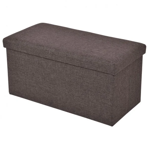 Pouf Repose-pieds Banc Siège d’appoint Coffre de rangement Ottoman en Tissu Oxford et MDF Pliable 76x38x38cm Brun