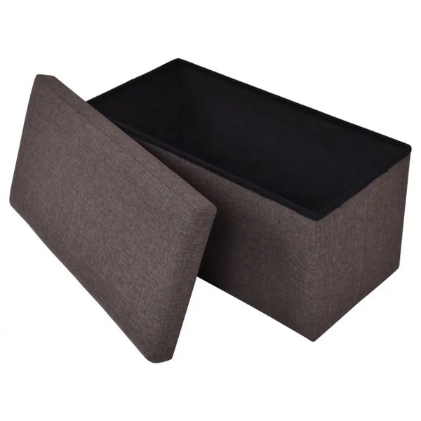 Pouf Repose-pieds Banc Siège d’appoint Coffre de rangement Ottoman en Tissu Oxford et MDF Pliable 76x38x38cm Brun