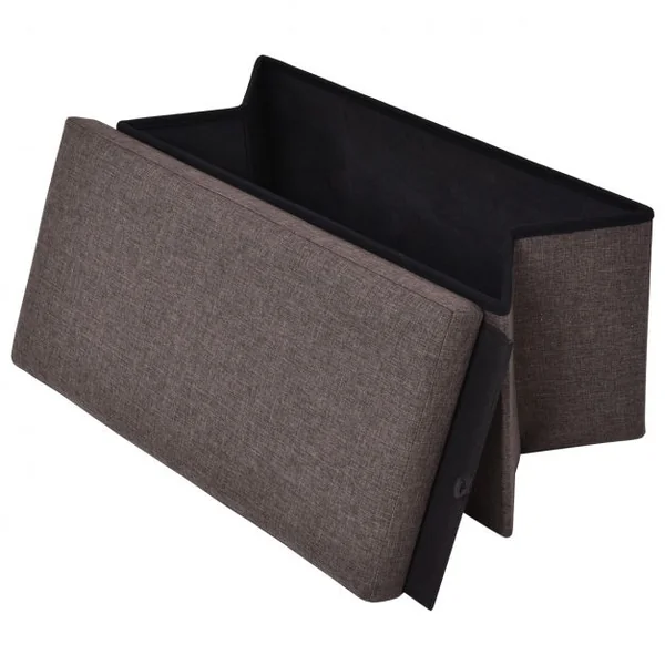 Pouf Repose-pieds Banc Siège d’appoint Coffre de rangement Ottoman en Tissu Oxford et MDF Pliable 76x38x38cm Brun