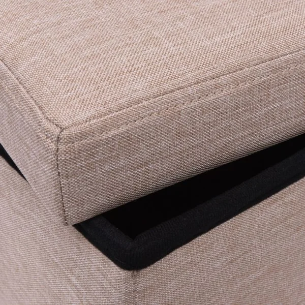 Pouf Repose-pieds Tabouret Siège d’appoint Coffre de rangement 54L en Tissu Oxford et bois Pliable 38x38x38cm Beige