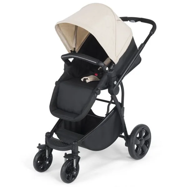 Poussette Bébé Combiné 2 en 1 Poussette Canne Poussette Landau Pliable pour Enfants de 0-36 Mois 97,5x58,5x95cm Beige