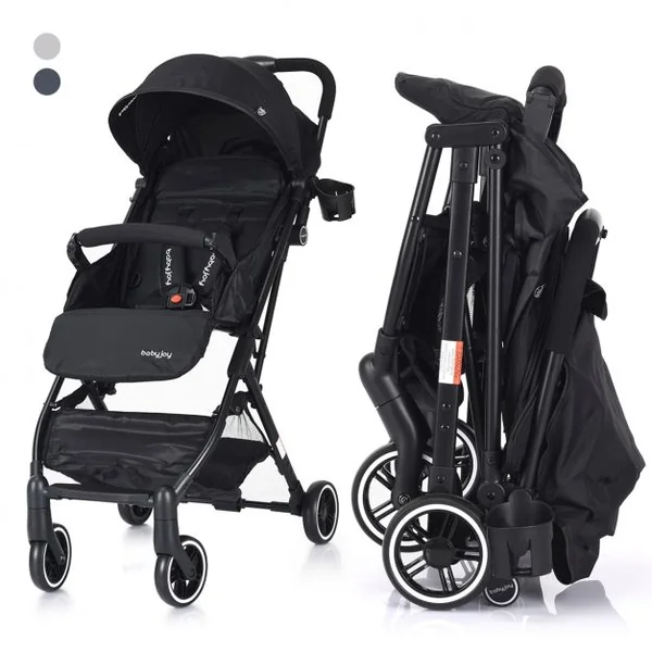 Poussette bébé enfant 2 en 1 avec la Ceinture de sécurité 5 Points, Pliable Ultra compacte, 81x47,5x104cm, Noir