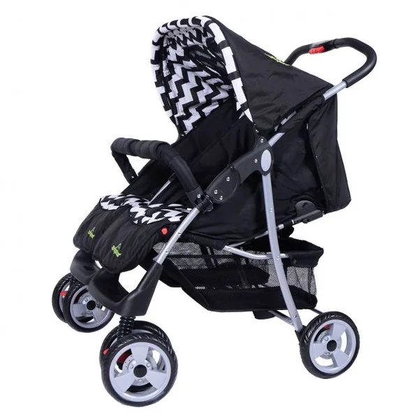 Poussette Carrosse pour Double Jumaux Duet Fratrie Enfant Voyage Pliable Buggy Noir Enfants de 7 à 36 Mois