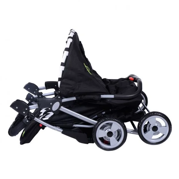 Poussette Carrosse pour Double Jumaux Duet Fratrie Enfant Voyage Pliable Buggy Noir Enfants de 7 à 36 Mois