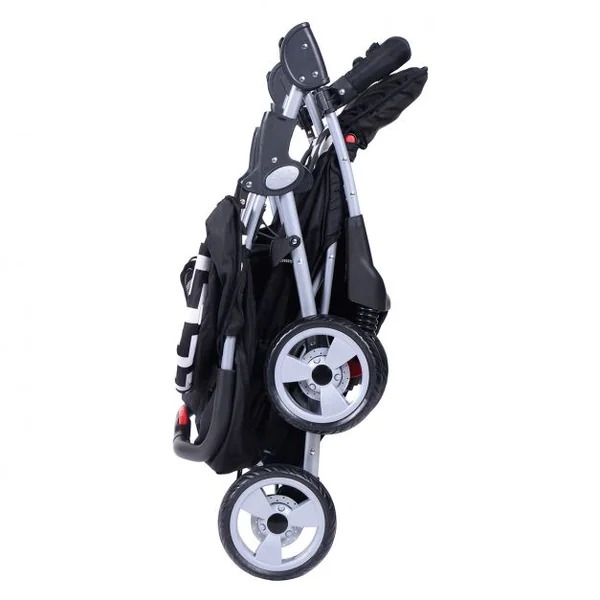 Poussette Carrosse pour Double Jumaux Duet Fratrie Enfant Voyage Pliable Buggy Noir Enfants de 7 à 36 Mois