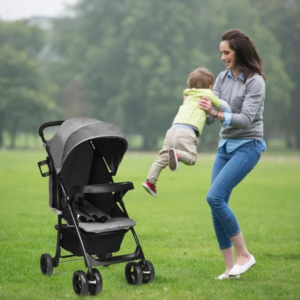 Poussette Pliable pour Bébé de 6-36 Mois avec Pare-soleil Angle de Dossier Réglable Capacité 15 Kg 76x50x107cm Gris