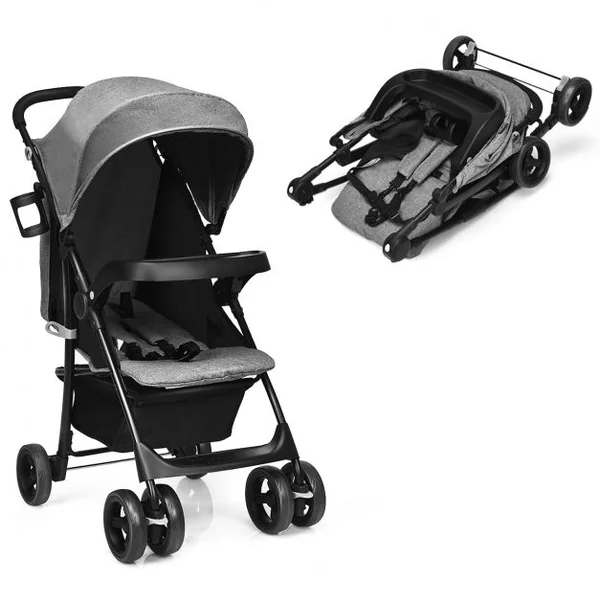 Poussette Pliable pour Bébé de 6-36 Mois avec Pare-soleil Angle de Dossier Réglable Capacité 15 Kg 76x50x107cm Gris