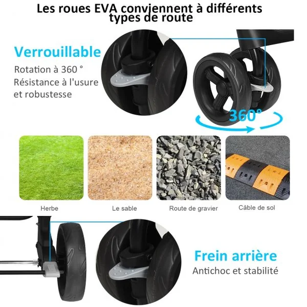 Poussette Pliable pour Bébé de 6-36 Mois avec Pare-soleil Angle de Dossier Réglable Capacité 15 Kg 76x50x107cm Noir