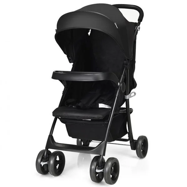 Poussette Pliable pour Bébé de 6-36 Mois avec Pare-soleil Angle de Dossier Réglable Capacité 15 Kg 76x50x107cm Noir