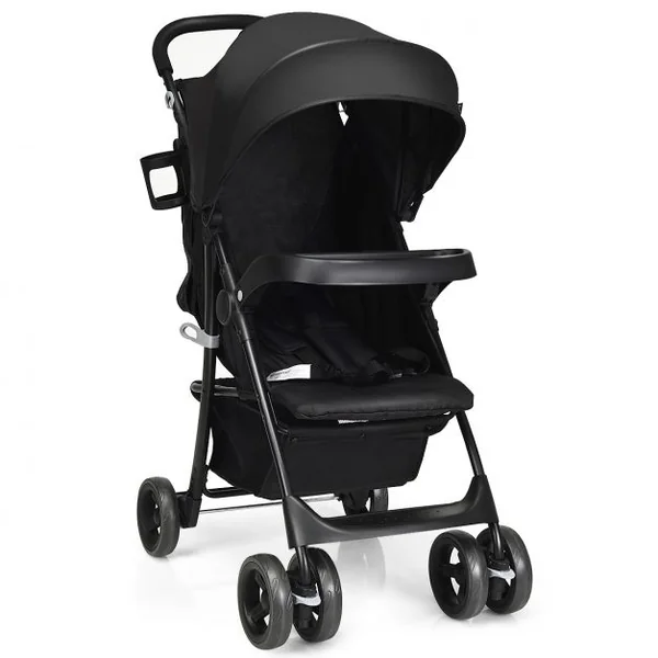 Poussette Pliable pour Bébé de 6-36 Mois avec Pare-soleil Angle de Dossier Réglable Capacité 15 Kg 76x50x107cm Noir