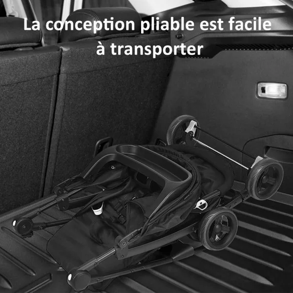 Poussette Pliable pour Bébé de 6-36 Mois avec Pare-soleil Angle de Dossier Réglable Capacité 15 Kg 76x50x107cm Noir