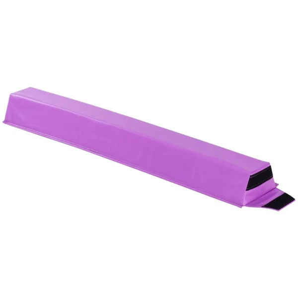 Poutre de Gymnastique Pliable Barre de Gymnastique au Sol Portable en Flannel Doux avec Poignées de Transport Violet