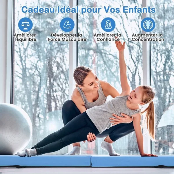 Poutre d'Équilibre Pliable de 210 cm Barre de Gymnastique au Sol Portable en Mousse avec Housse en Daim Amovible et Fond Antidérapant 6 Couleurs au Choix