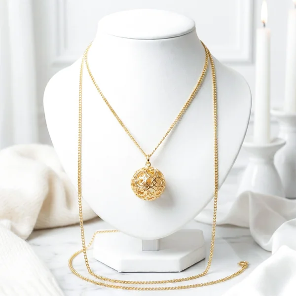 Pregnancy bola necklace with heart cage