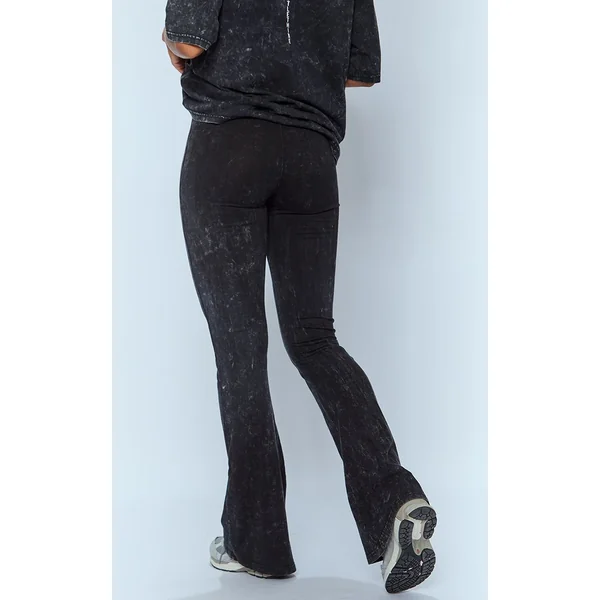 Prettylittlething Pantalon Évasé Taille Haute Imprimé Effet Délavé