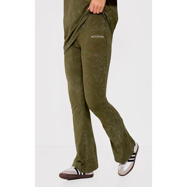 Prettylittlething Pantalon Évasé Taille Haute Imprimé Effet Délavé