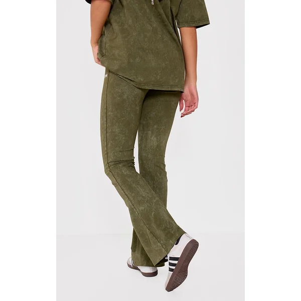 Prettylittlething Pantalon Évasé Taille Haute Imprimé Effet Délavé