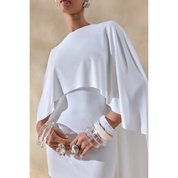 Prislia | Mini-robe blanche à encolure ronde avec cape