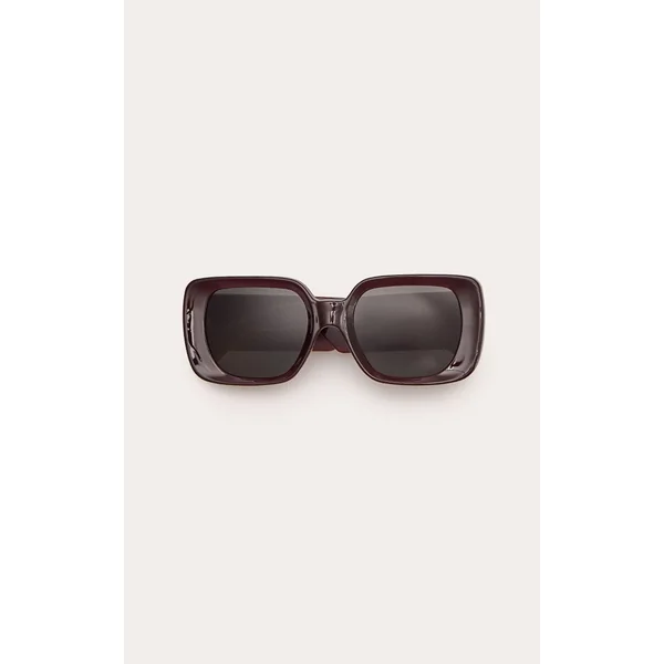 Prune Chocolat Lunettes De Soleil Carrées À Monture Épaisse