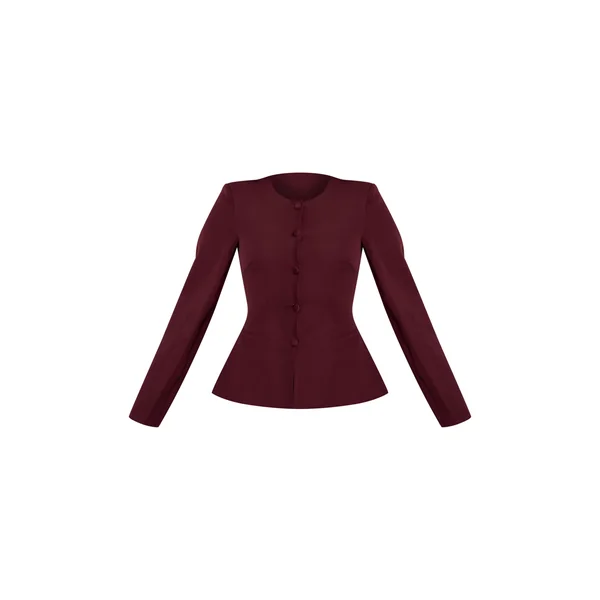 Prune Foncé Ensemble Blazer Cintré À Taille Froncée Et Manches Cocon Avec Boutonnage
