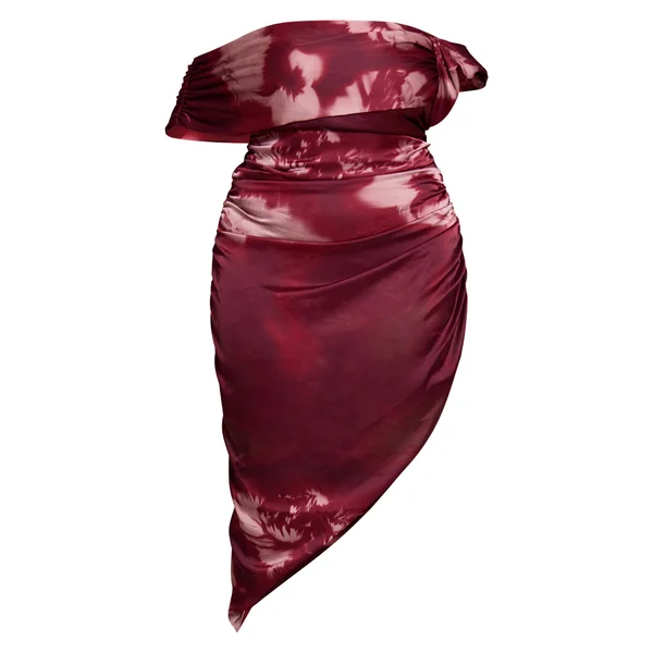 Prune Robe Grande Taille Bardot À Imprimé Floral Et Ourlet Asymétrique