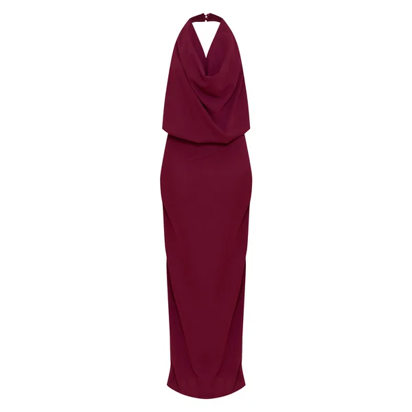 Prune Robe Longue En Mousseline Col Bénitier