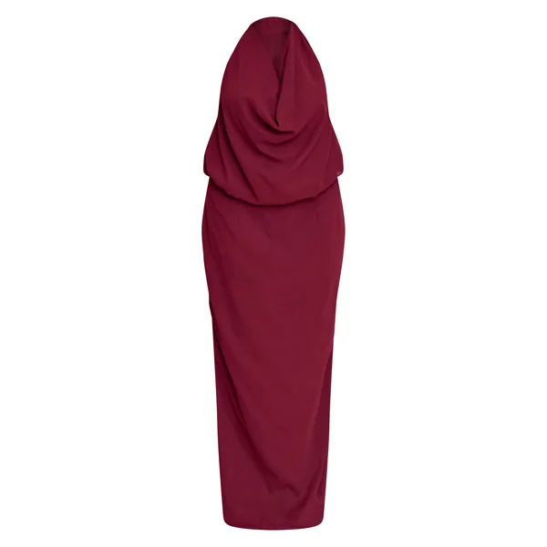 Prune Robe Longue Grande Taille En Mousseline Col Bénitier Prune