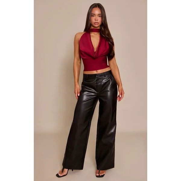 Prune Top Col Bénitier Extrême En Satin