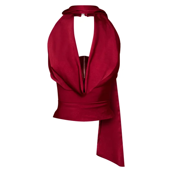 Prune Top Col Bénitier Extrême En Satin