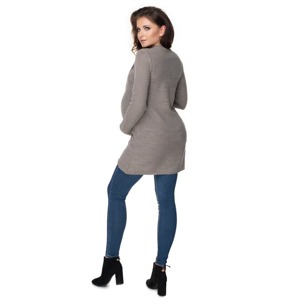 Pull de grossesse et d'allaitement mailles fines - Beige/Bleu