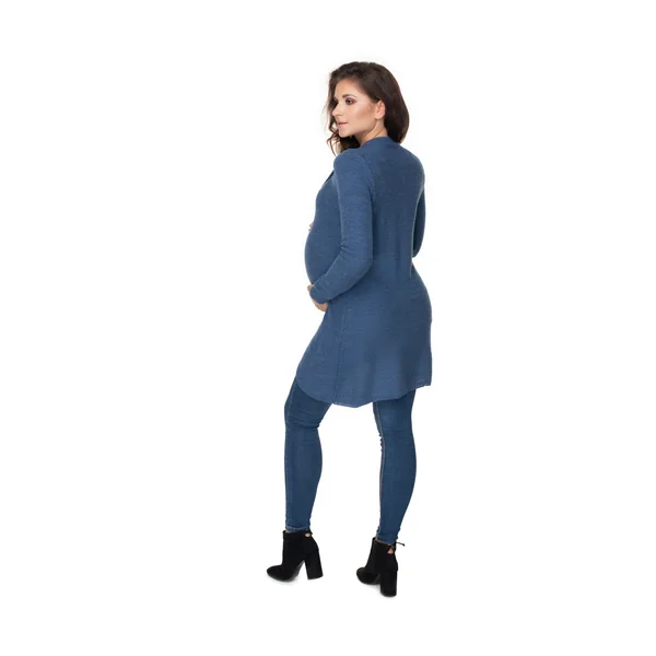 Pull de grossesse et d'allaitement mailles fines - Beige/Bleu