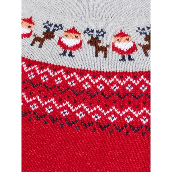 Pull de Nöel rouge animation jacquard - Soins Bébé Naturels & Produits Maman Après Naissance
